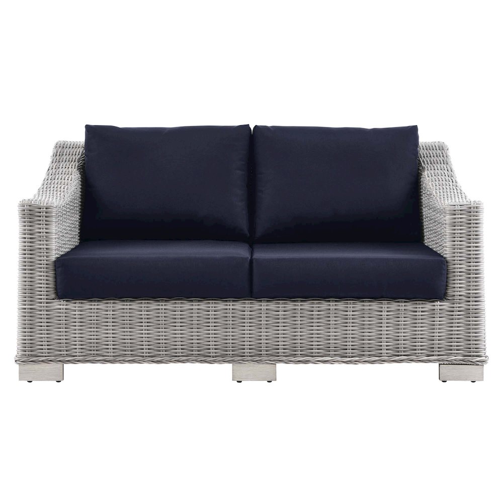 Conway Outdoor Patio Wicker Rattan Loveseat. Picture 4