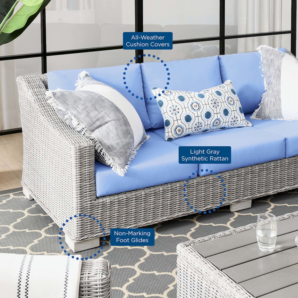 Conway Outdoor Patio Wicker Rattan Sofa. Picture 7