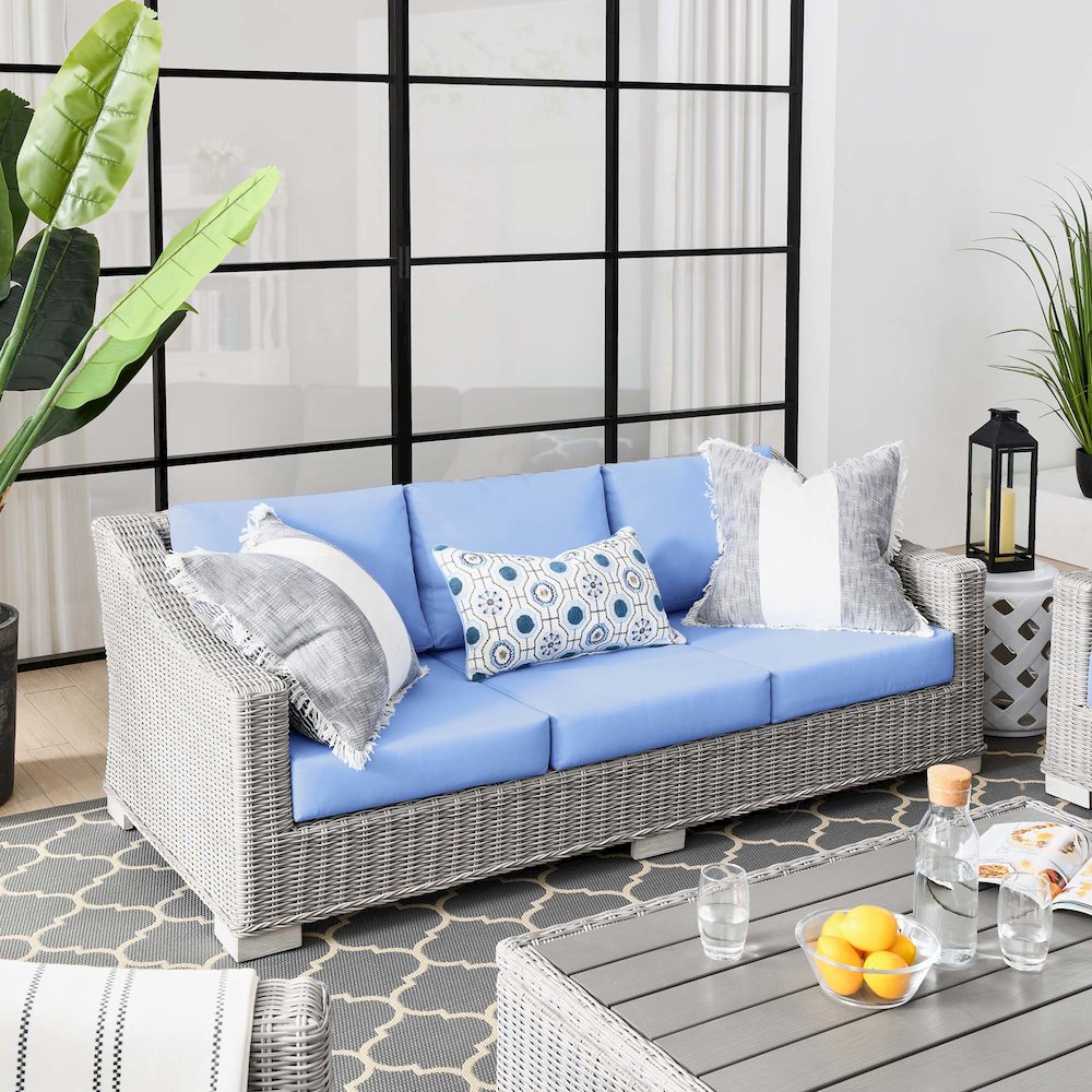 Conway Outdoor Patio Wicker Rattan Sofa. Picture 6