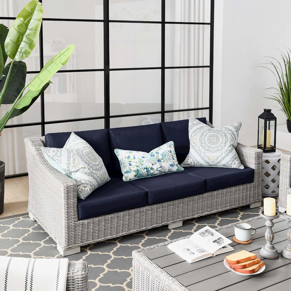 Conway Outdoor Patio Wicker Rattan Sofa. Picture 6