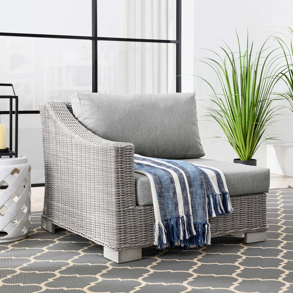 Conway Outdoor Patio Wicker Rattan Left-Arm Chair. Picture 6