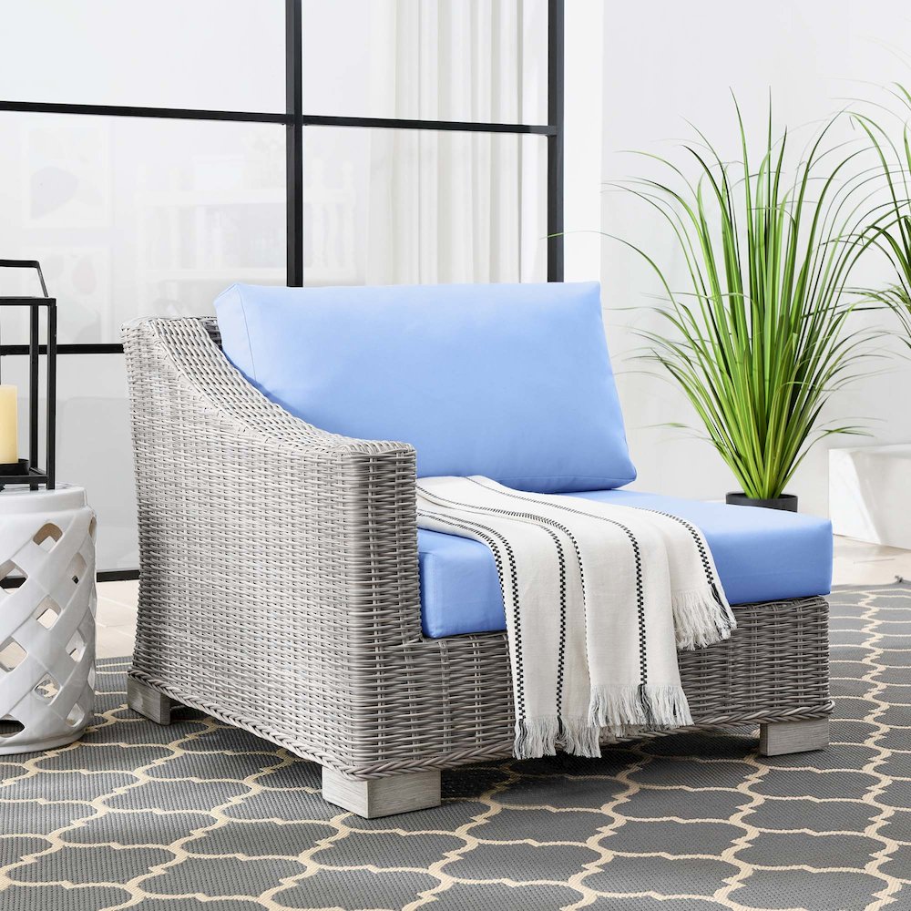Conway Outdoor Patio Wicker Rattan Left-Arm Chair. Picture 6