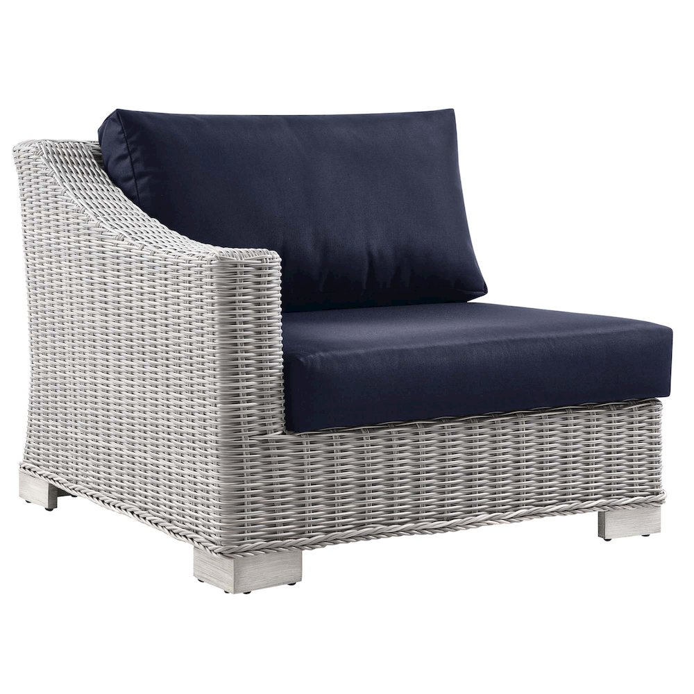 Conway Outdoor Patio Wicker Rattan Left-Arm Chair. Picture 1