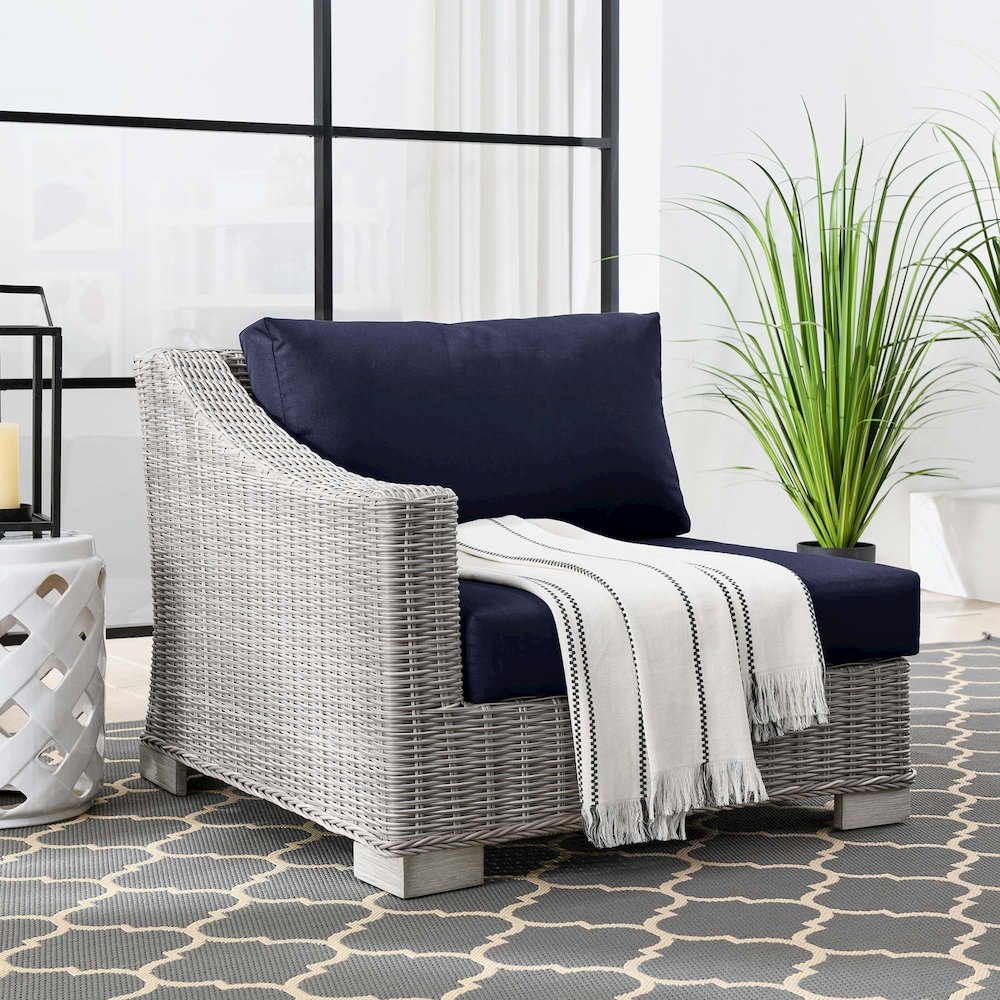 Conway Outdoor Patio Wicker Rattan Left-Arm Chair. Picture 6