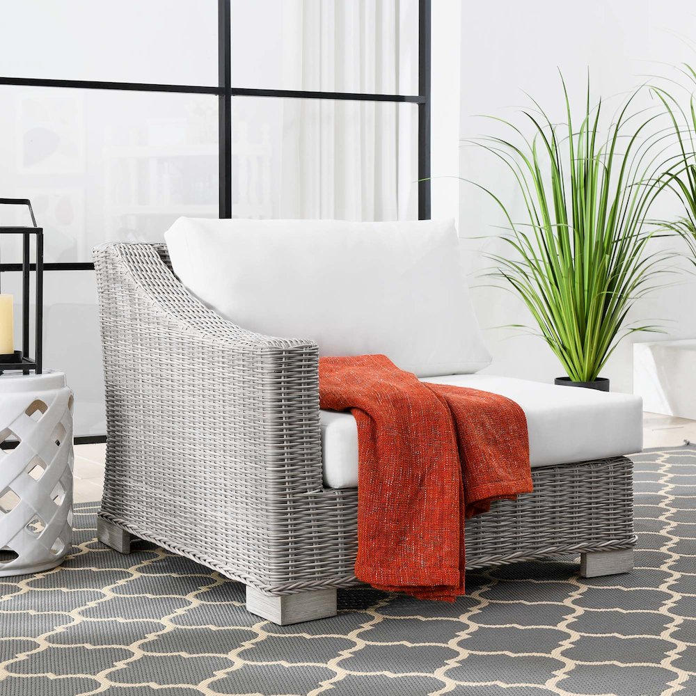 Conway Outdoor Patio Wicker Rattan Left-Arm Chair. Picture 6
