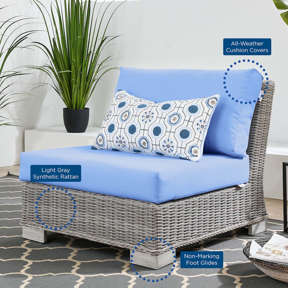 Conway Outdoor Patio Wicker Rattan Armless Chair. Picture 6