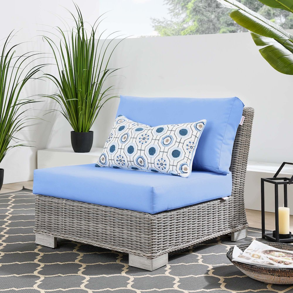 Conway Outdoor Patio Wicker Rattan Armless Chair. Picture 5