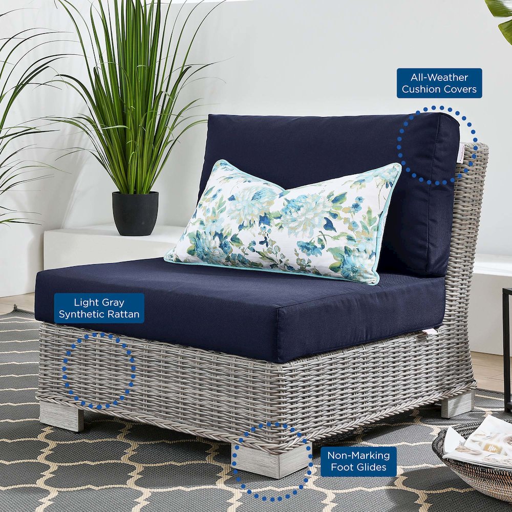 Conway Outdoor Patio Wicker Rattan Armless Chair. Picture 7