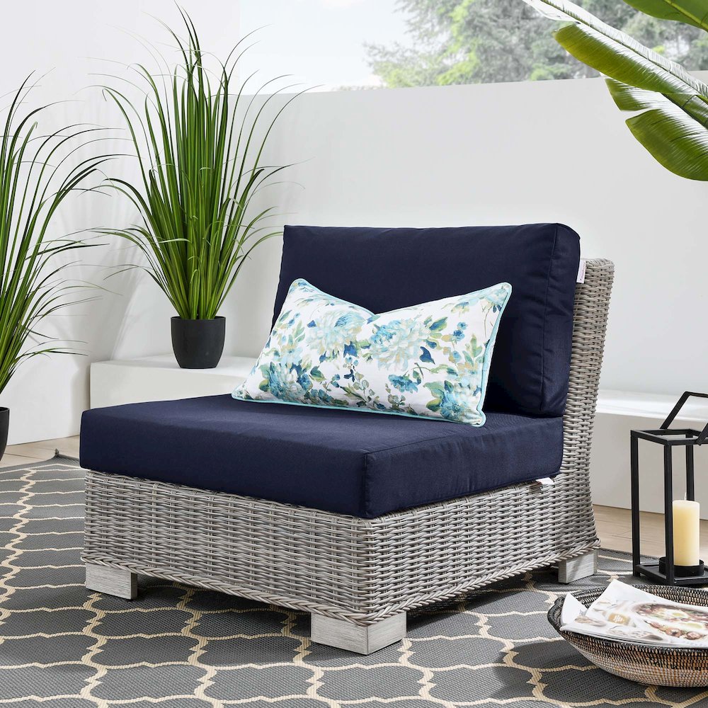 Conway Outdoor Patio Wicker Rattan Armless Chair. Picture 5