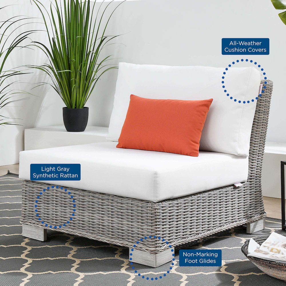 Conway Outdoor Patio Wicker Rattan Armless Chair. Picture 7
