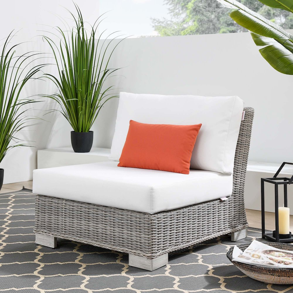 Conway Outdoor Patio Wicker Rattan Armless Chair. Picture 5