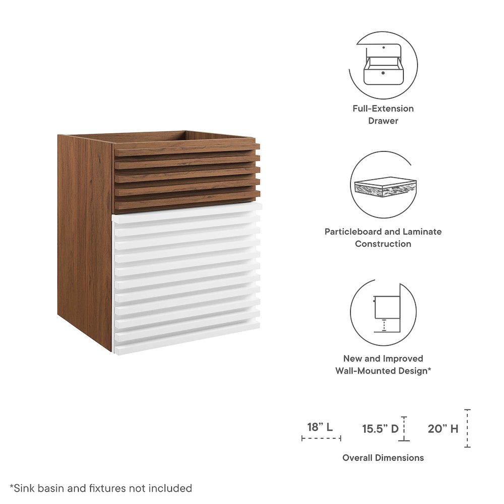 Render 18" Wall-Mount Bathroom Vanity Cabinet (Sink Basin Not Included). Picture 2