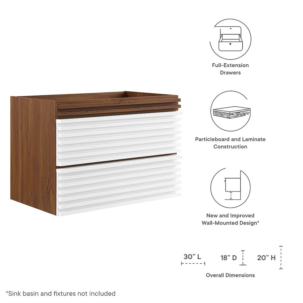 Render 30" Wall-Mount Bathroom Vanity Cabinet (Sink Basin Not Included). Picture 2