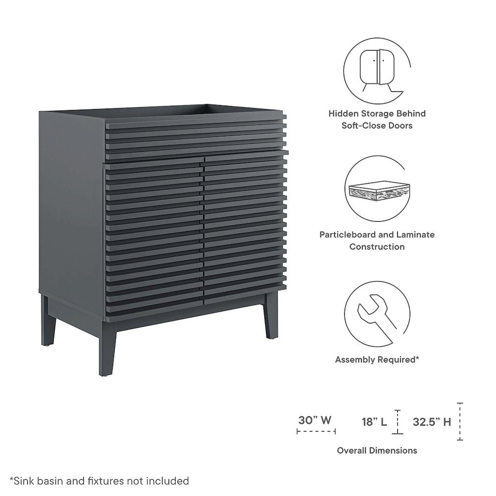 Render 30" Bathroom Vanity Cabinet (Sink Basin Not Included). Picture 2