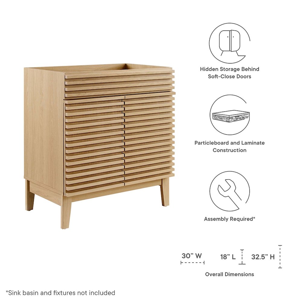 Render 30" Bathroom Vanity Cabinet (Sink Basin Not Included). Picture 2