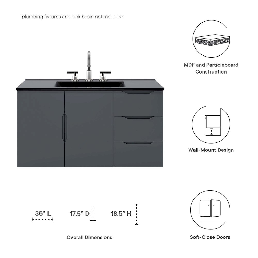 Vitality 36" Bathroom Vanity Cabinet (Sink Basin Not Included). Picture 2