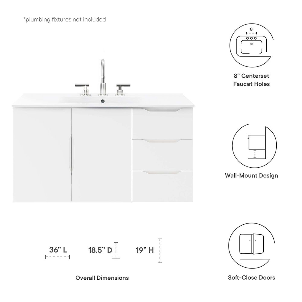 Vitality 36" Bathroom Vanity Cabinet (Sink Basin Not Included). Picture 2