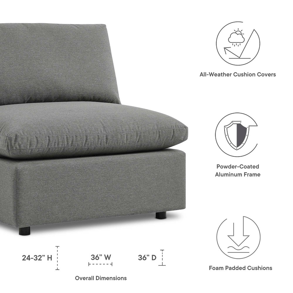 Commix Overstuffed Outdoor Patio Armless Chair. Picture 2