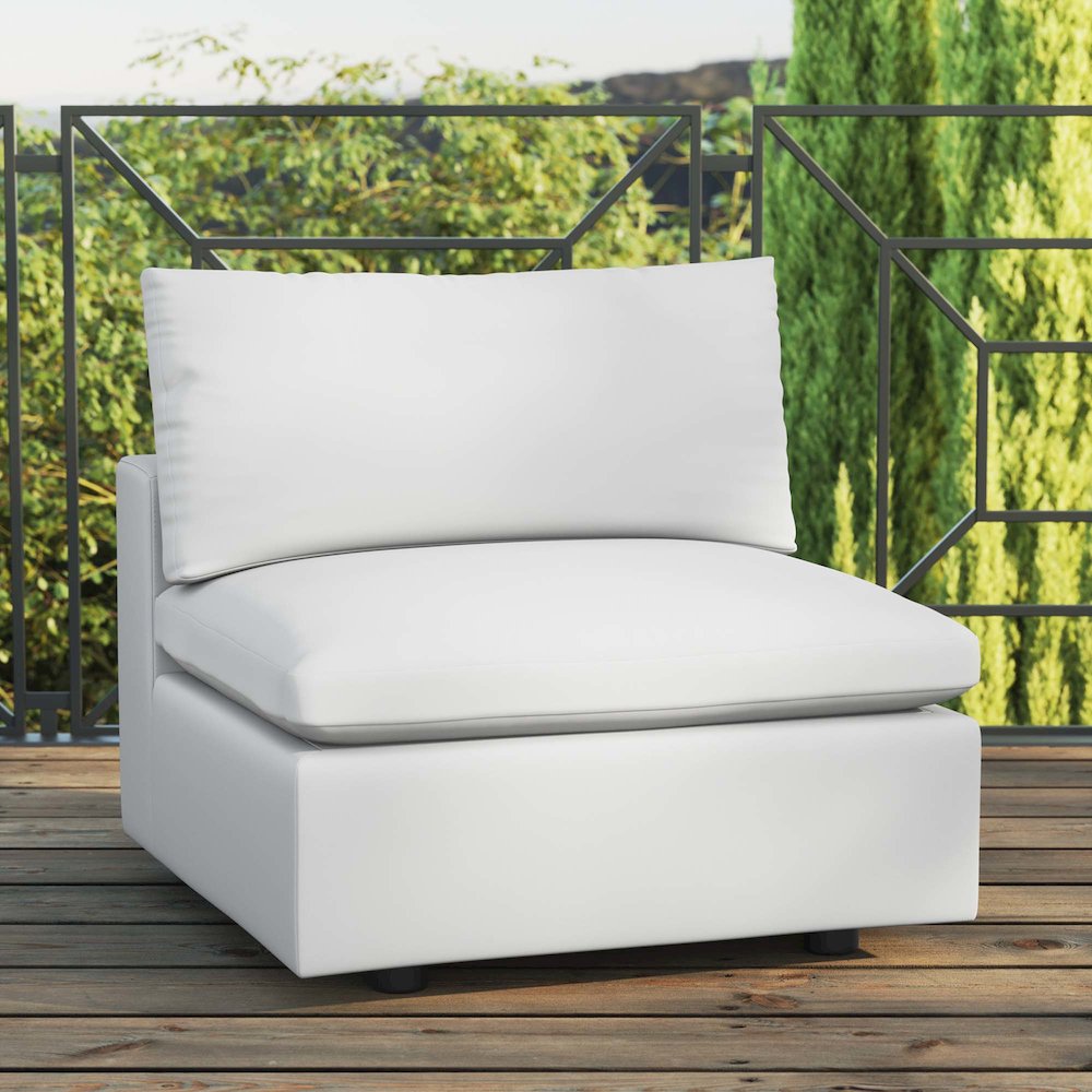 Commix Overstuffed Outdoor Patio Armless Chair. Picture 7