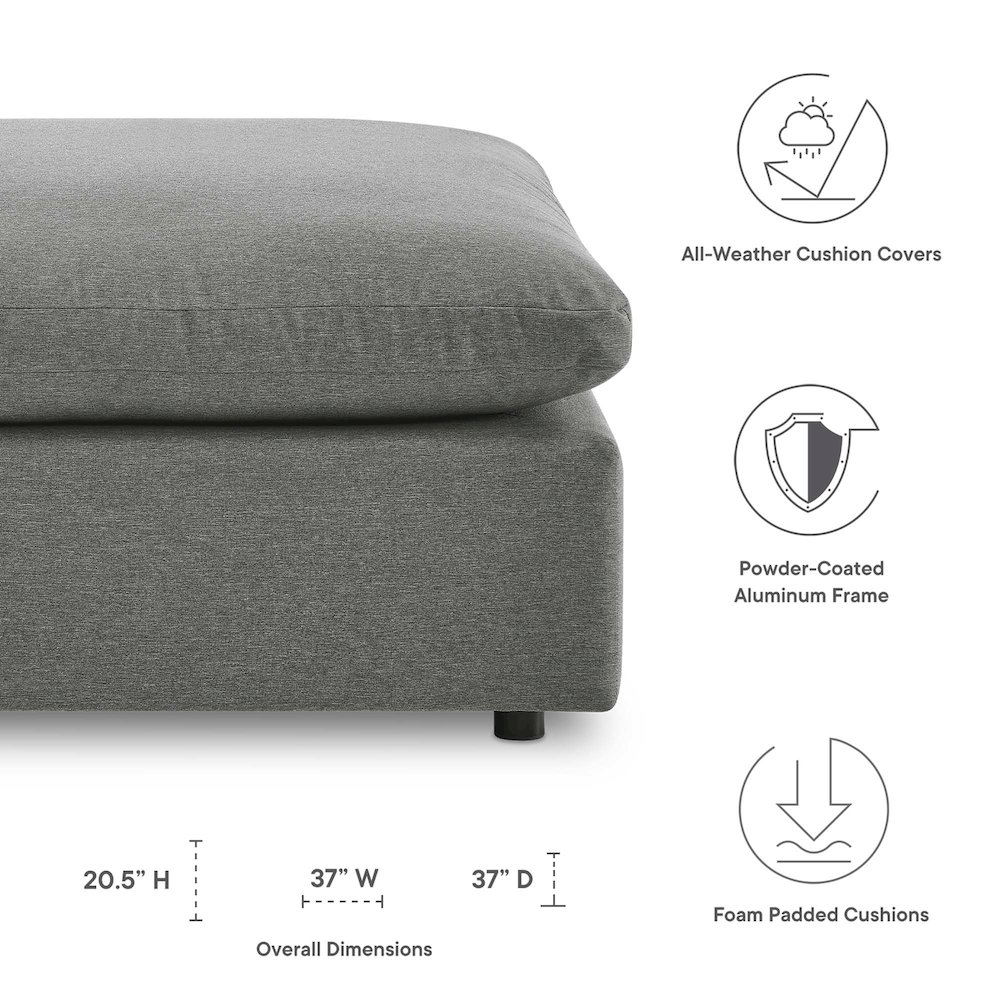 Commix Overstuffed Outdoor Patio Ottoman. Picture 2