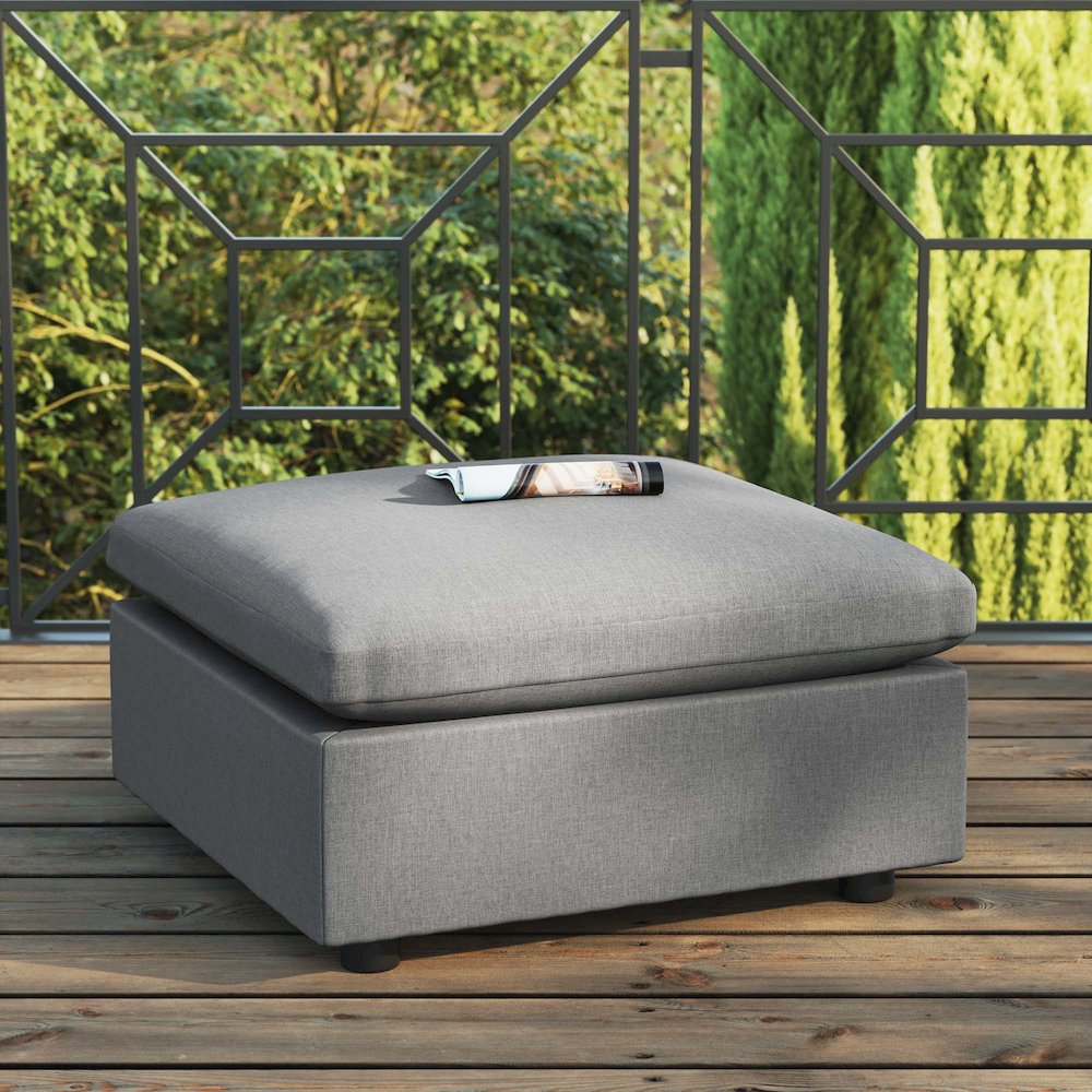 Commix Overstuffed Outdoor Patio Ottoman. Picture 4