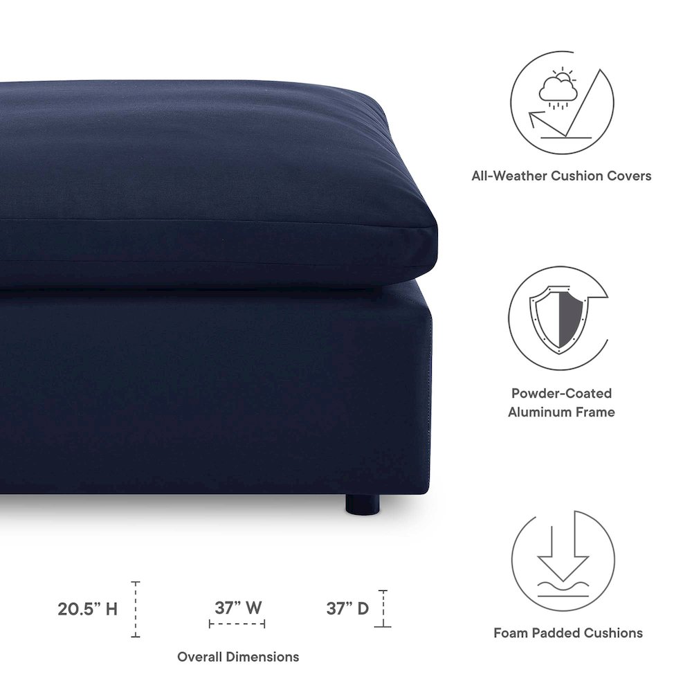 Commix Overstuffed Outdoor Patio Ottoman. Picture 2