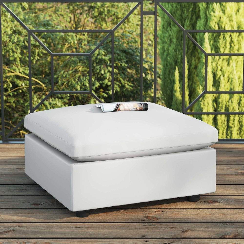Commix Overstuffed Outdoor Patio Ottoman. Picture 4