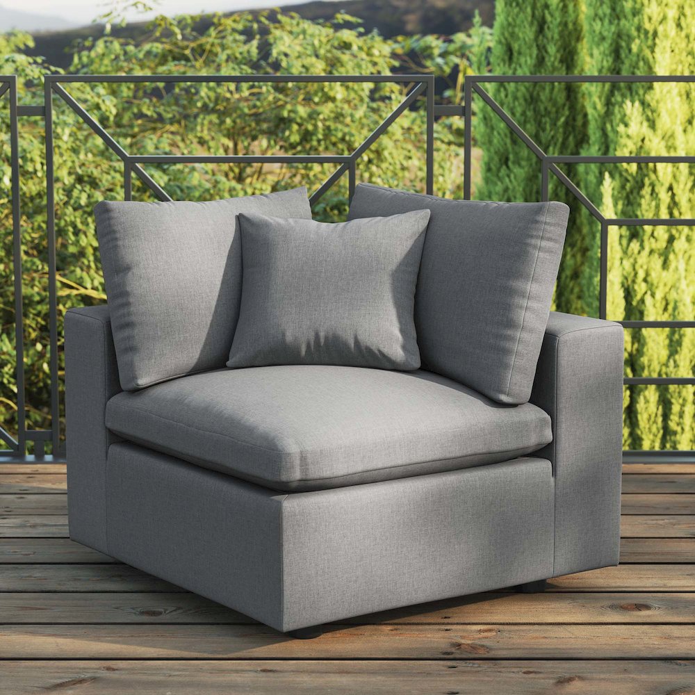 Commix Overstuffed Outdoor Patio Corner Chair. Picture 6
