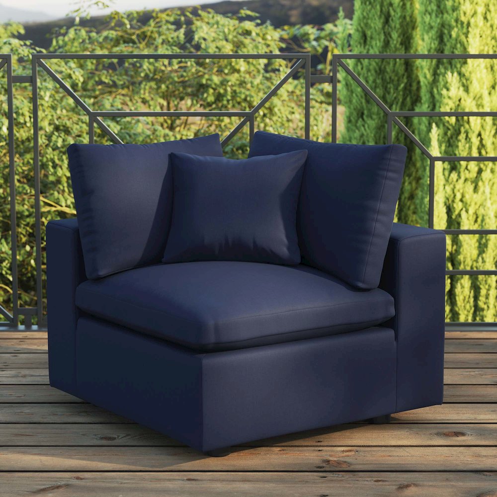Commix Overstuffed Outdoor Patio Corner Chair. Picture 6