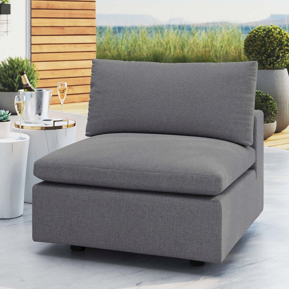 Commix Sunbrella Outdoor Patio Armless Chair. Picture 7