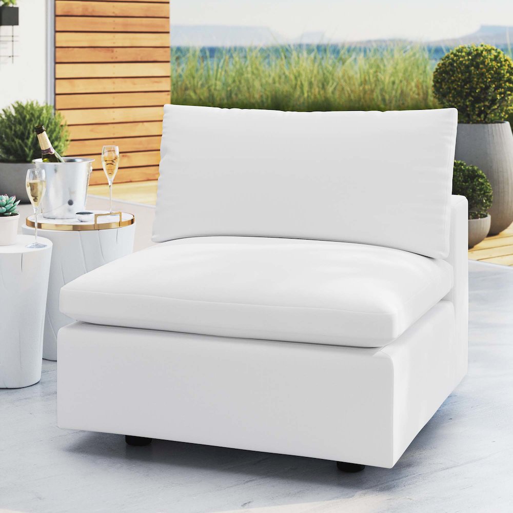 Commix Sunbrella Outdoor Patio Armless Chair. Picture 7