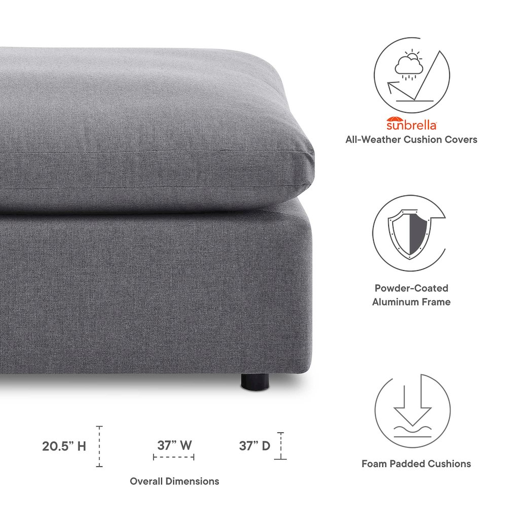 Commix Sunbrella Outdoor Patio Ottoman. Picture 2