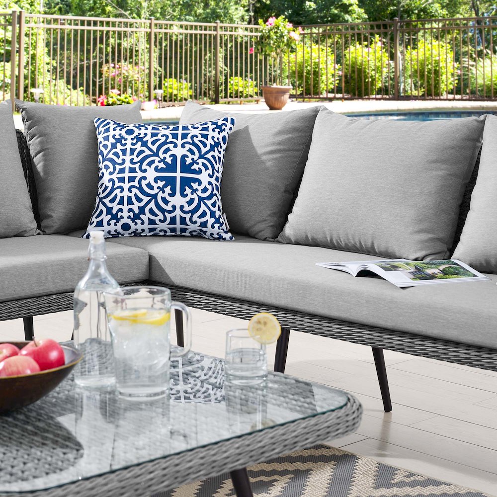 Endeavor Wicker Rattan Outdoor Patio Wicker Rattan Seating Set. Picture 9