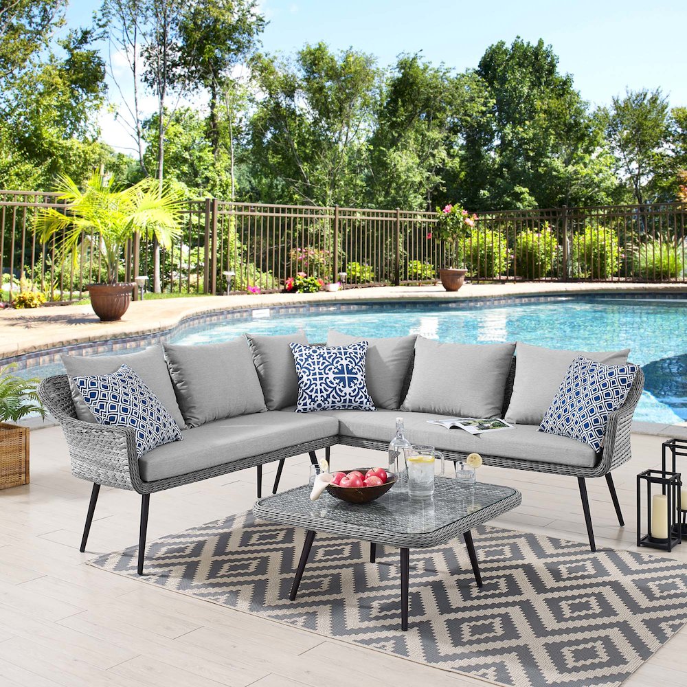 Endeavor Wicker Rattan Outdoor Patio Wicker Rattan Seating Set. Picture 8