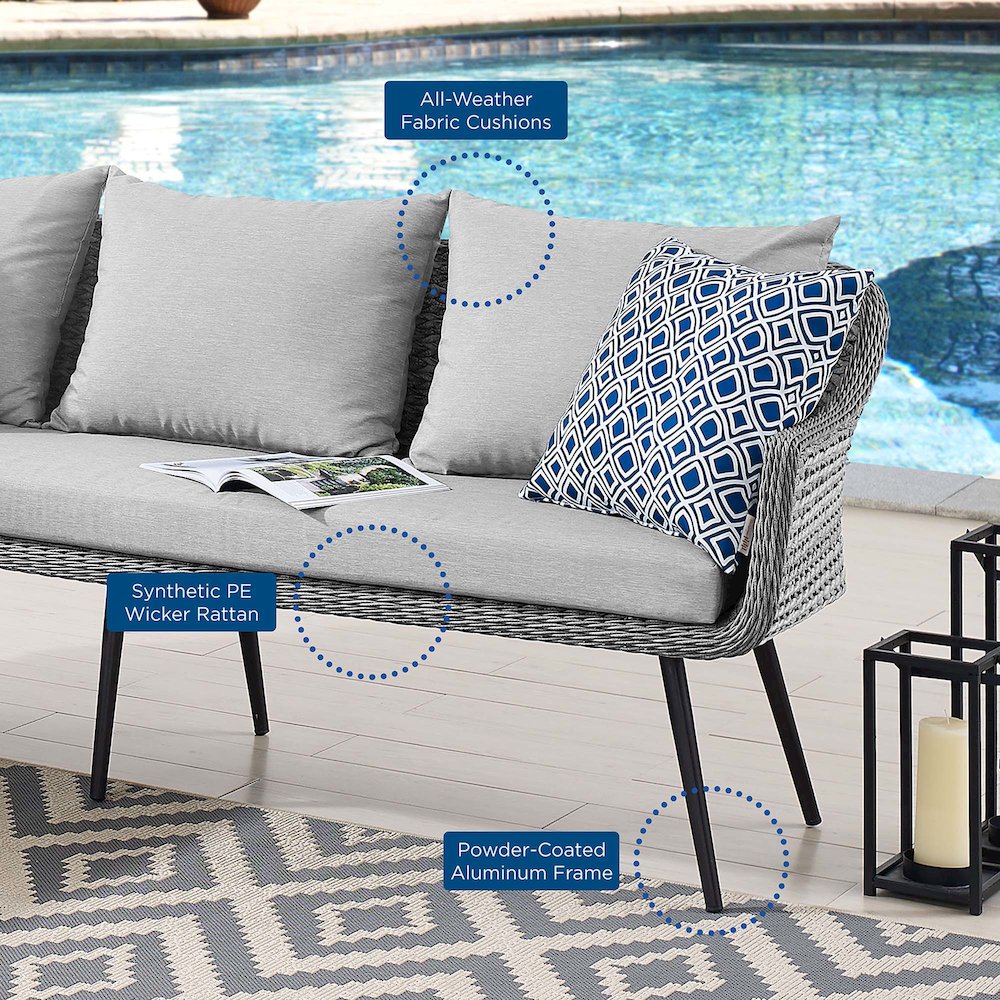 Endeavor Wicker Rattan Outdoor Patio Wicker Rattan Seating Set. Picture 11