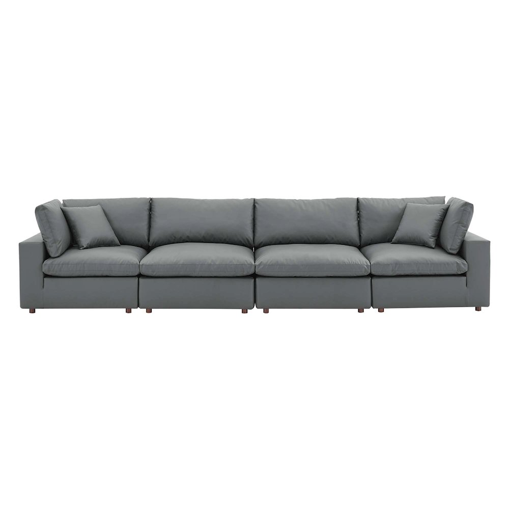 Commix Down Filled Overstuffed Vegan Leather 4-Seater Sofa. Picture 1