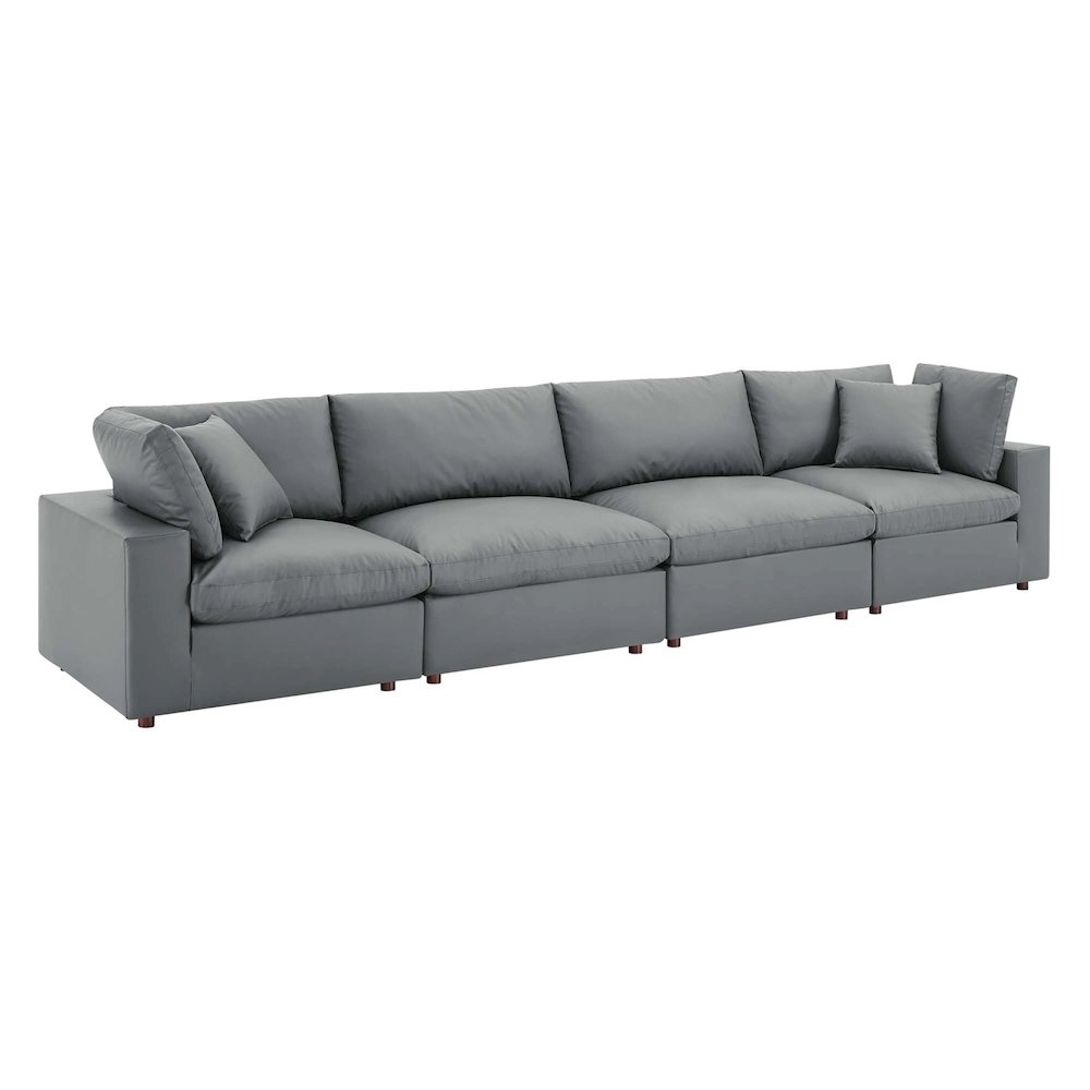 Commix Down Filled Overstuffed Vegan Leather 4-Seater Sofa. Picture 3