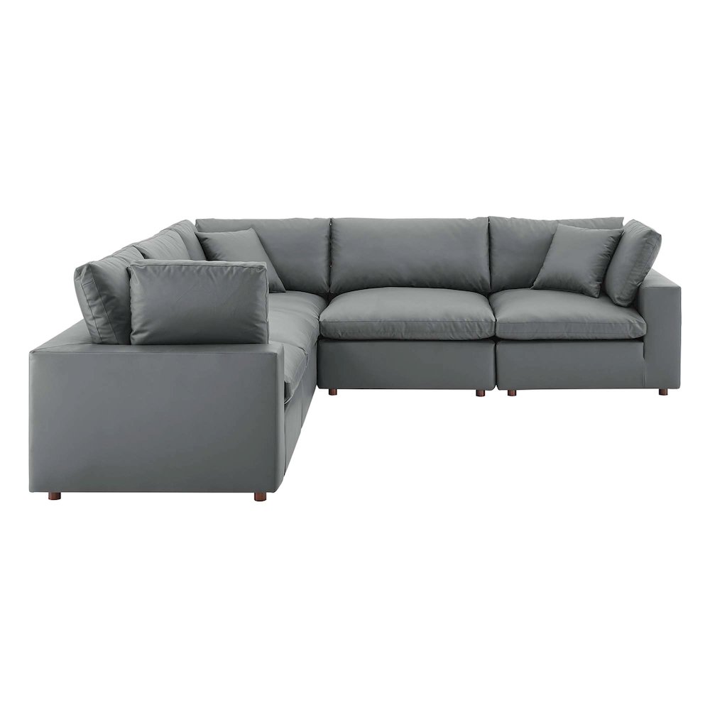 Commix 5-Piece Down Filled Overstuffed Vegan Leather Sectional Sofa. Picture 1