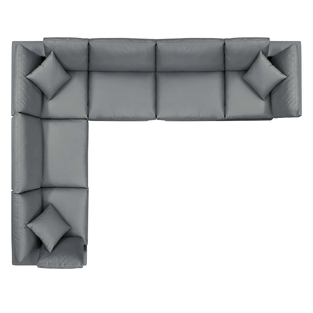 Commix 6-Piece Down Filled Overstuffed Vegan Leather Sectional Sofa. Picture 2