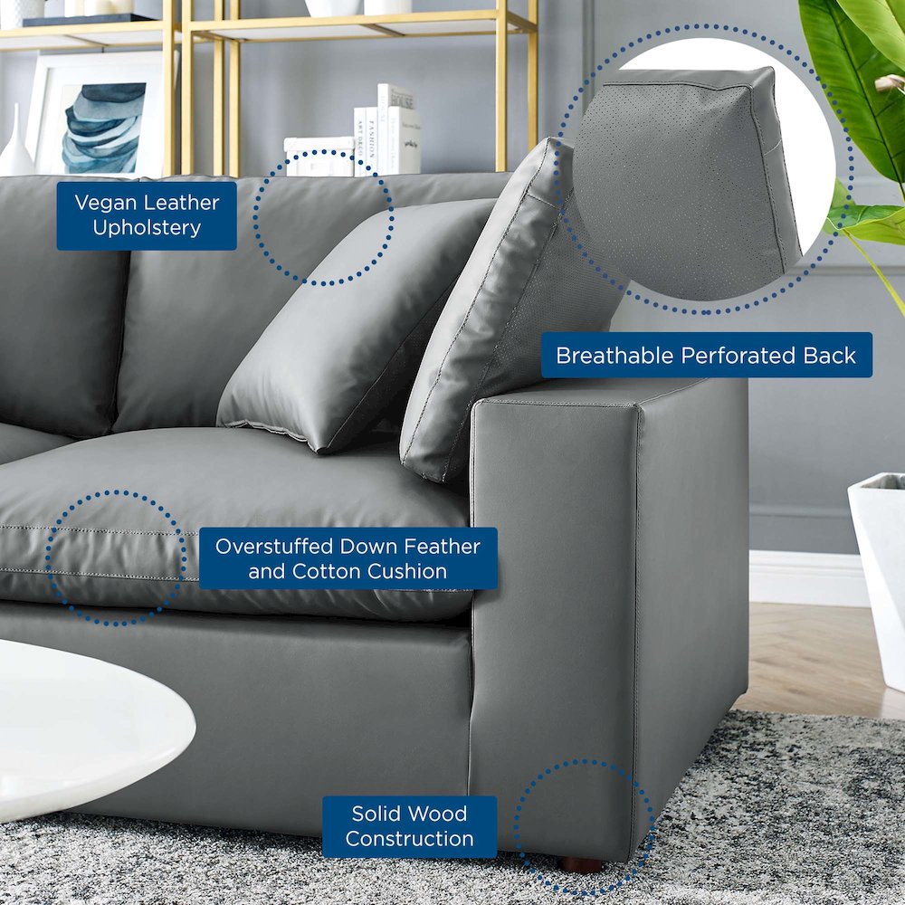 Commix 6-Piece Down Filled Overstuffed Vegan Leather Sectional Sofa. Picture 10
