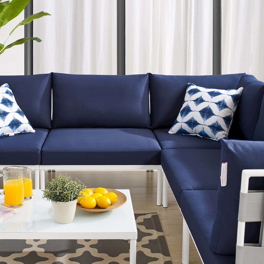 Harmony 6-Piece Sunbrella Outdoor Patio Aluminum Sectional Sofa Set. Picture 12