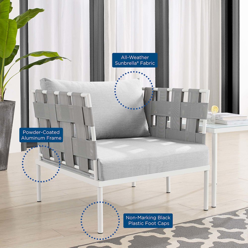 Harmony Sunbrella Outdoor Patio Aluminum Armchair. Picture 7