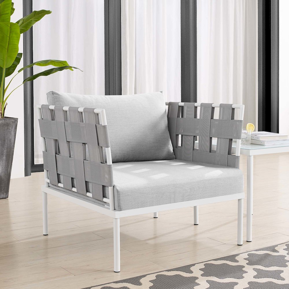 Harmony Sunbrella Outdoor Patio Aluminum Armchair. Picture 6