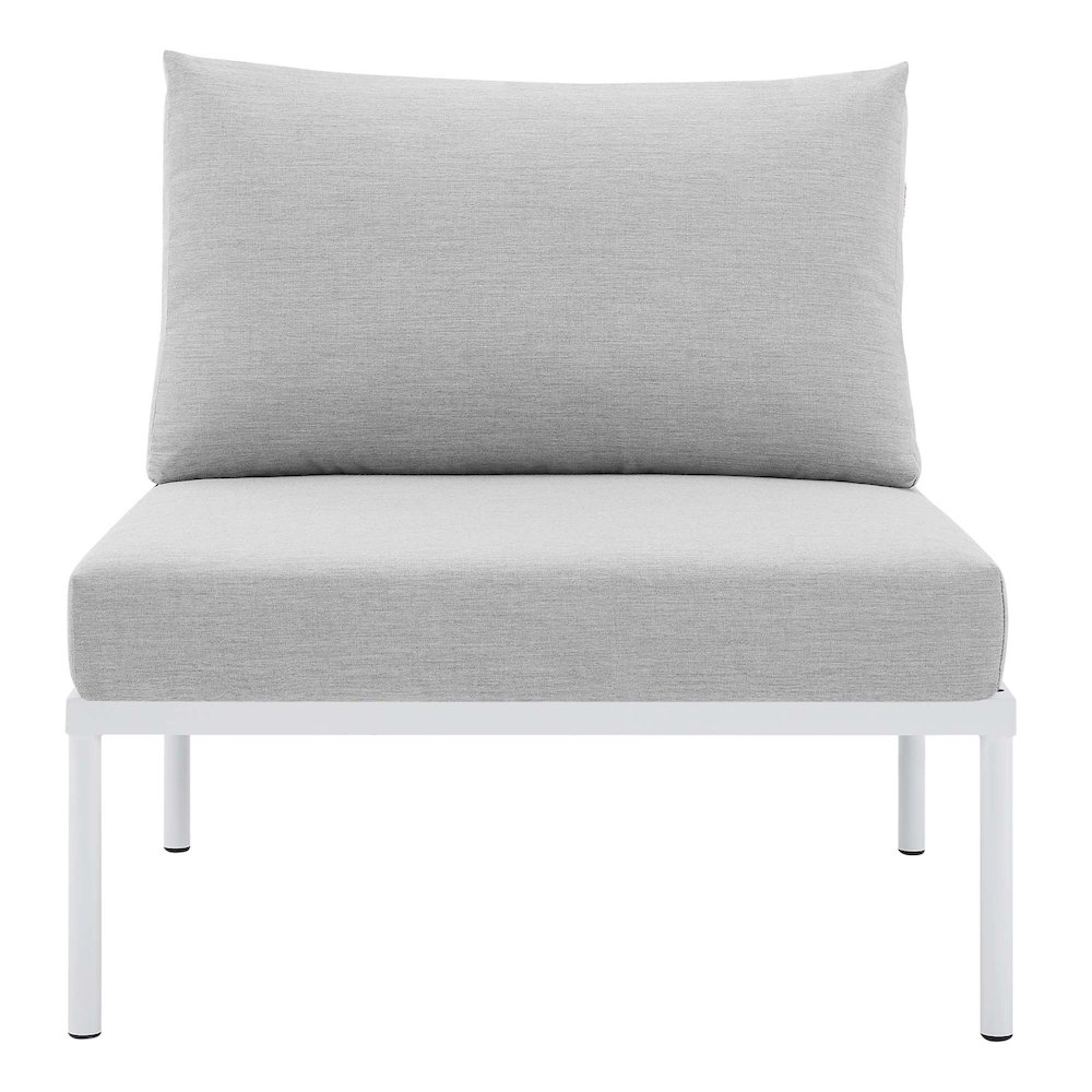 Harmony Sunbrella Basket Weave Outdoor Patio Aluminum Armless Chair. Picture 4