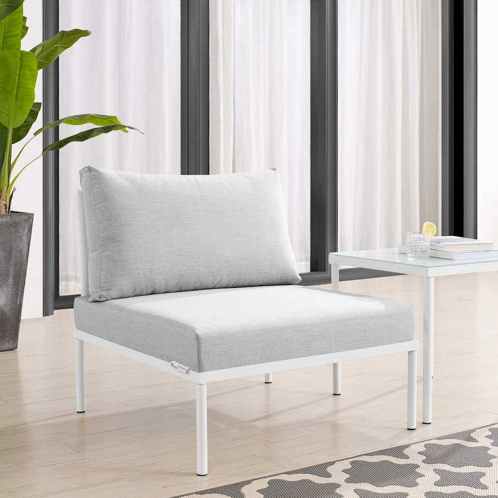 Harmony Sunbrella Outdoor Patio Aluminum Armless Chair. Picture 6