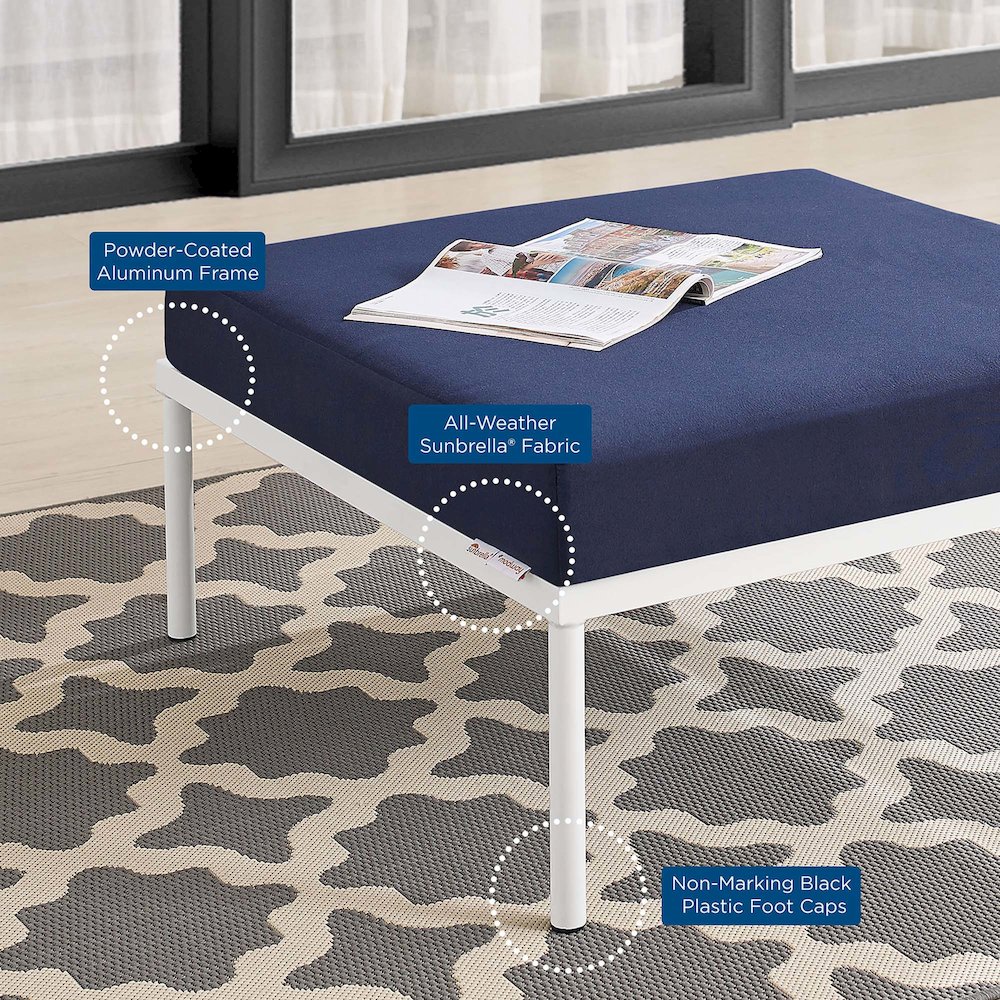 Harmony Sunbrella Outdoor Patio Aluminum Ottoman. Picture 7