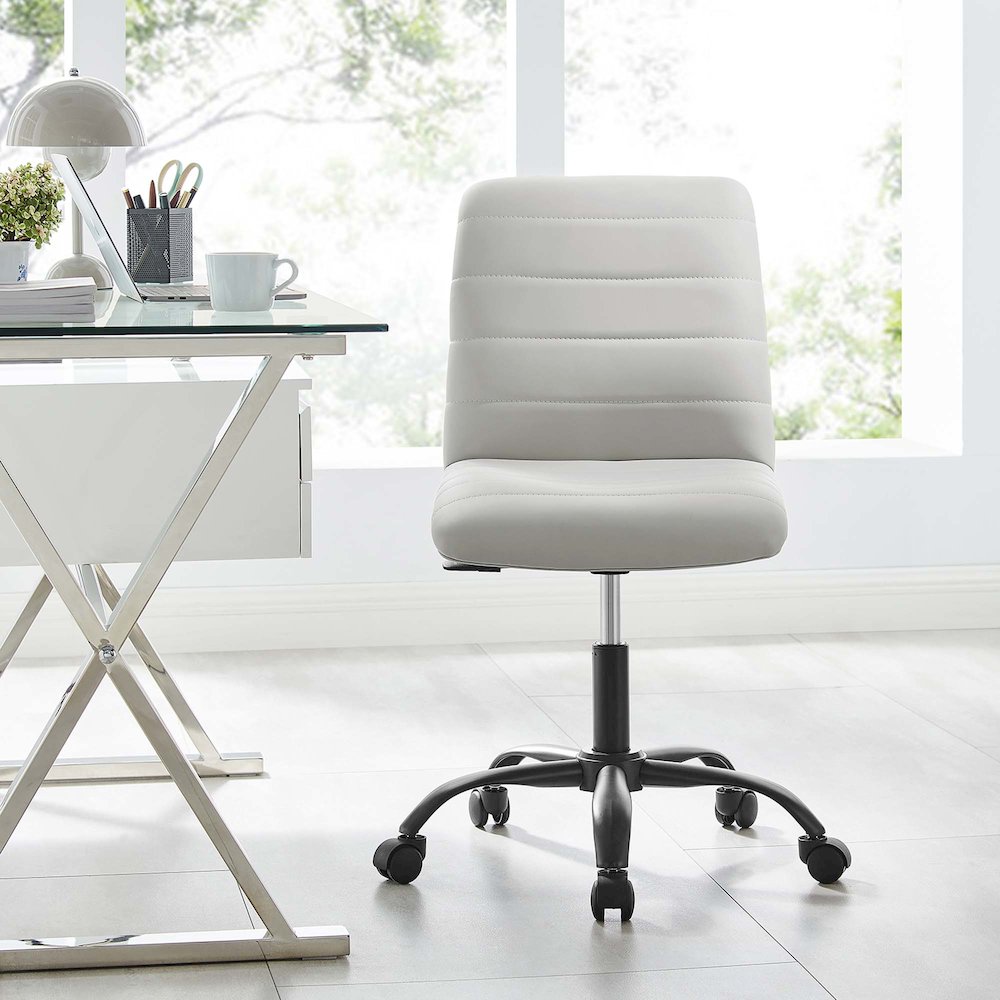 Ripple Armless Vegan Leather Office Chair. Picture 9