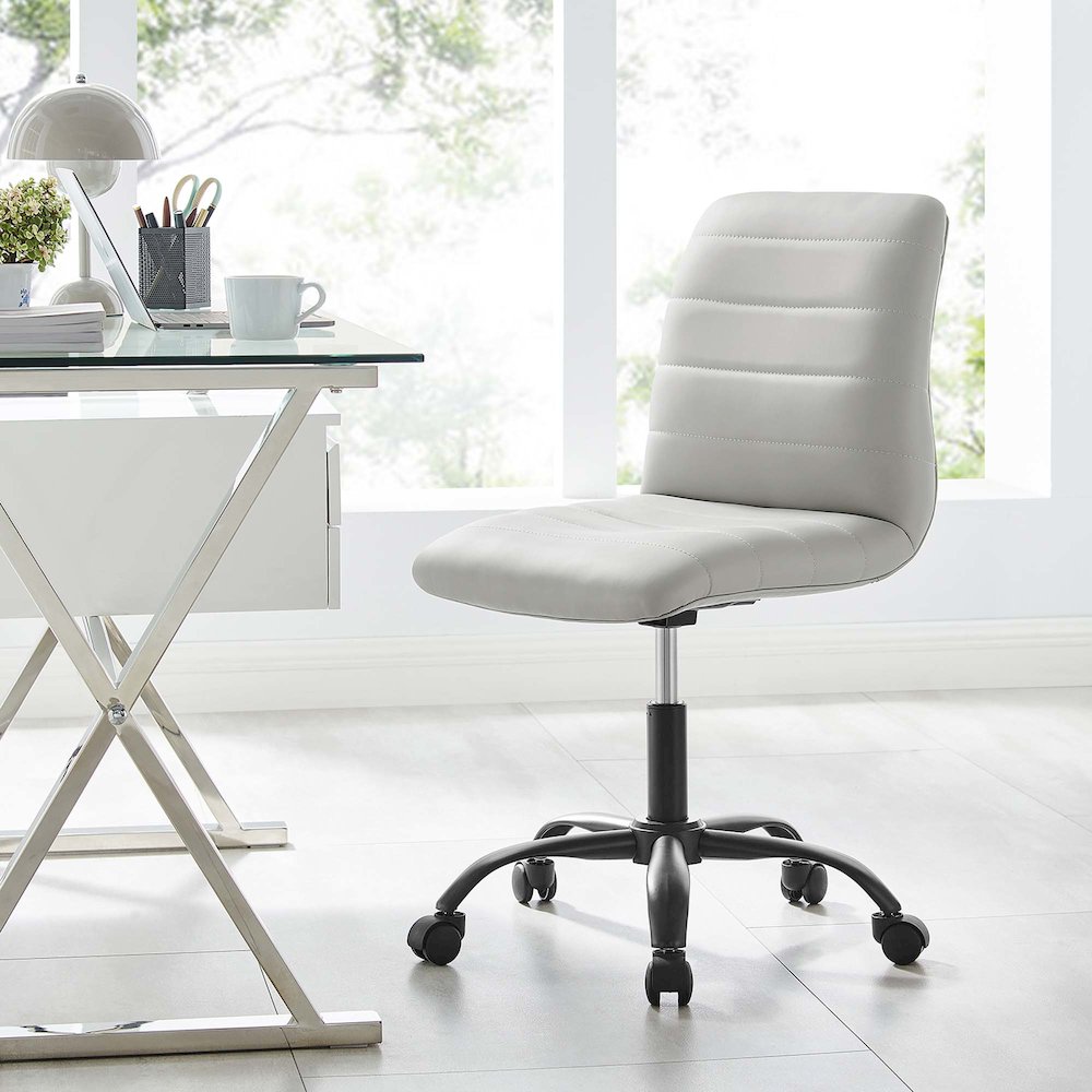 Ripple Armless Vegan Leather Office Chair. Picture 8