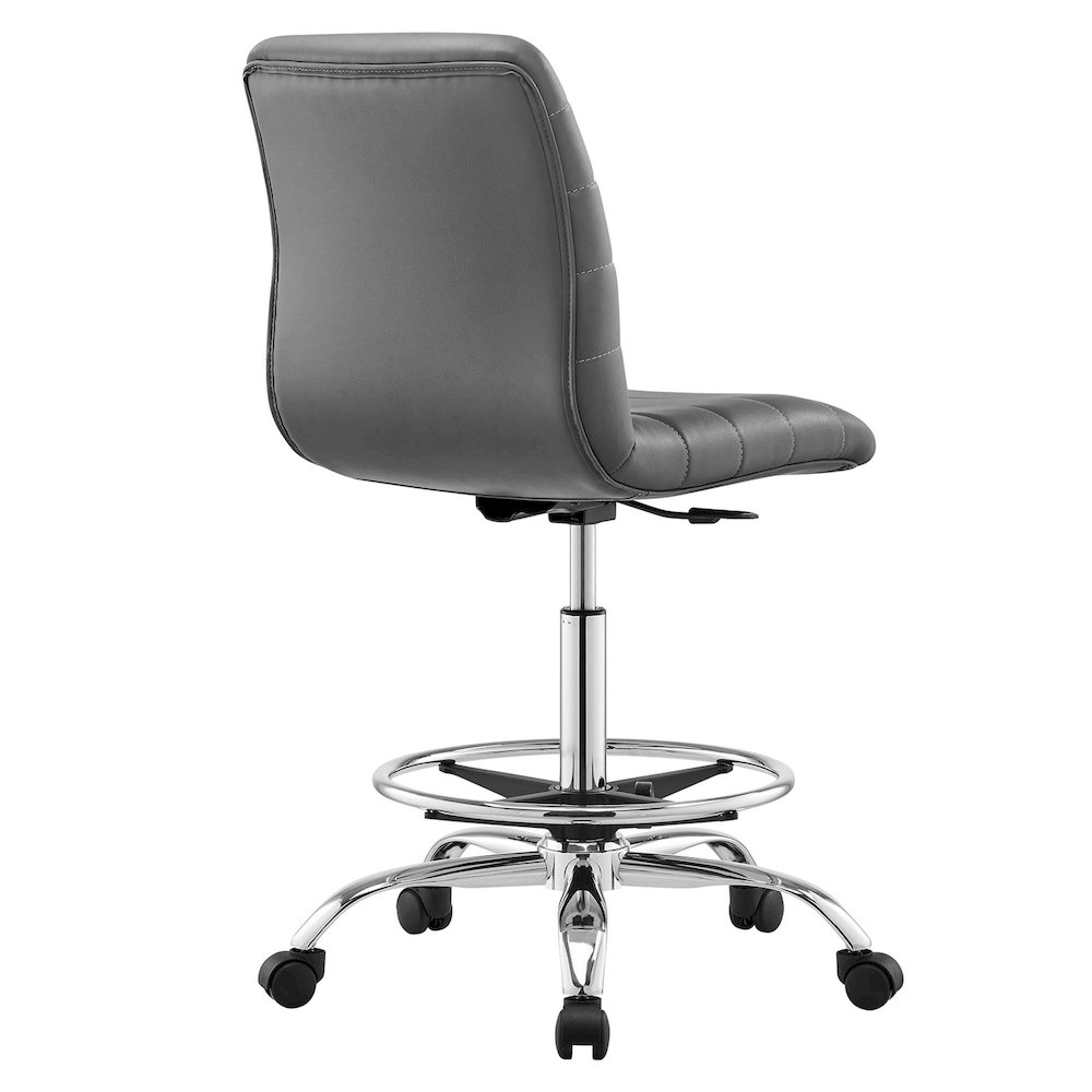 Ripple Armless Vegan Leather Drafting Chair. Picture 4