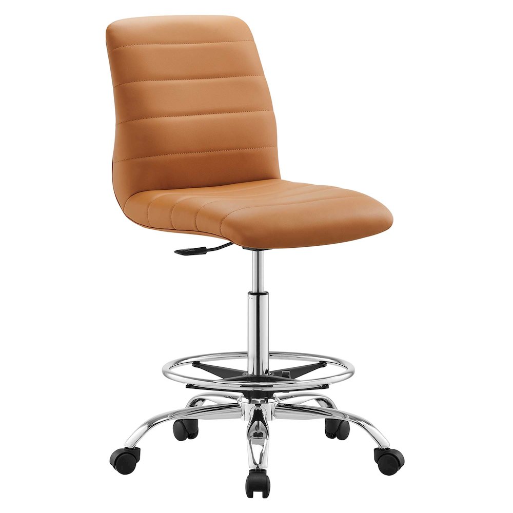 Ripple Armless Vegan Leather Drafting Chair. Picture 1